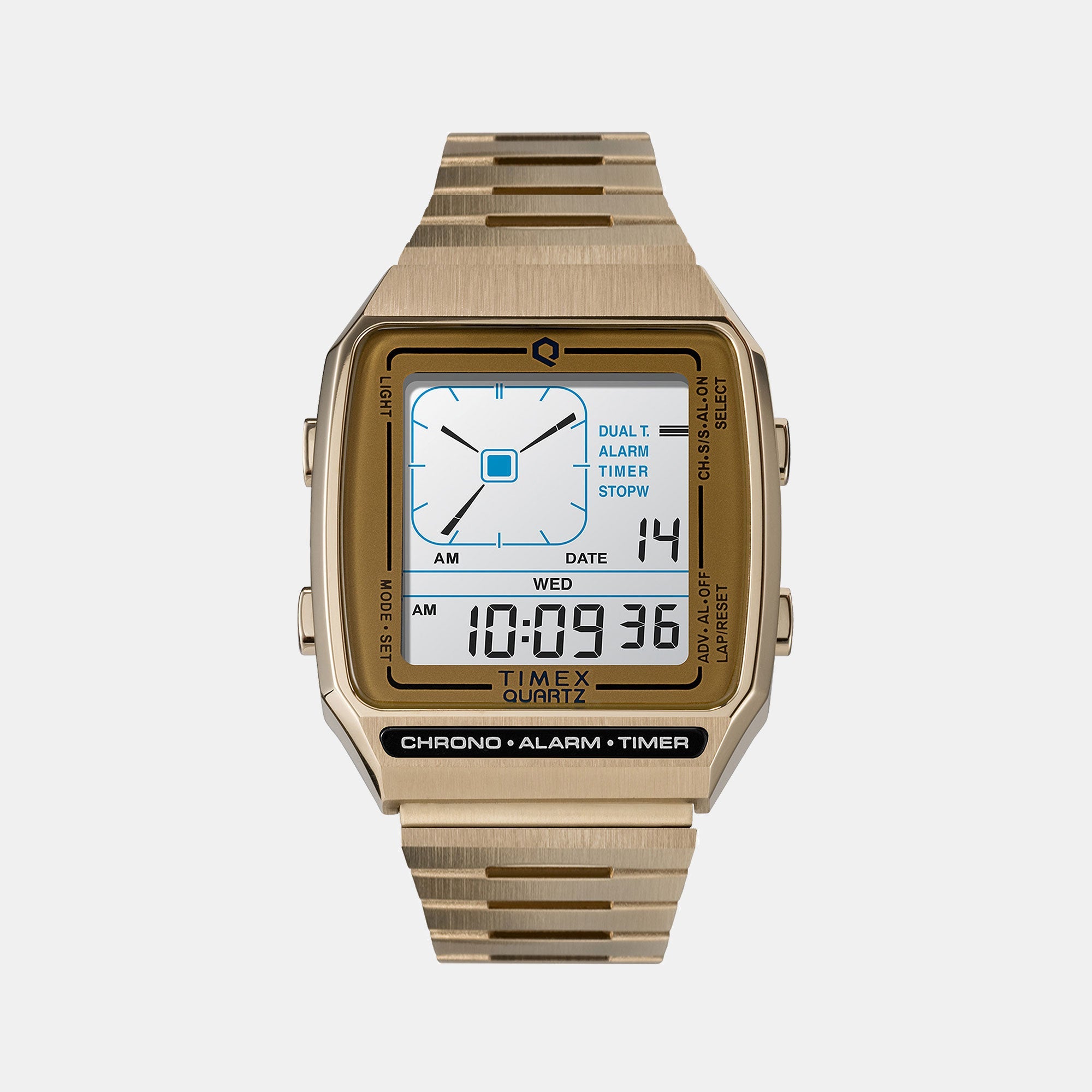 Timex Q Timex Men Quartz Silver Dial Digital Stainless Steel Watch Tw2U72500U9