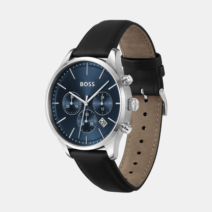Boss Avery Men Quartz Blue Dial Chronograph Leather Watch 1514156