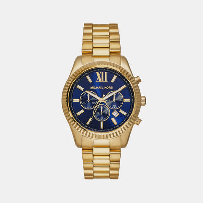 Michael Kors Lexington Men Quartz Blue Dial Chronograph Stainless Steel Watch Mk9153