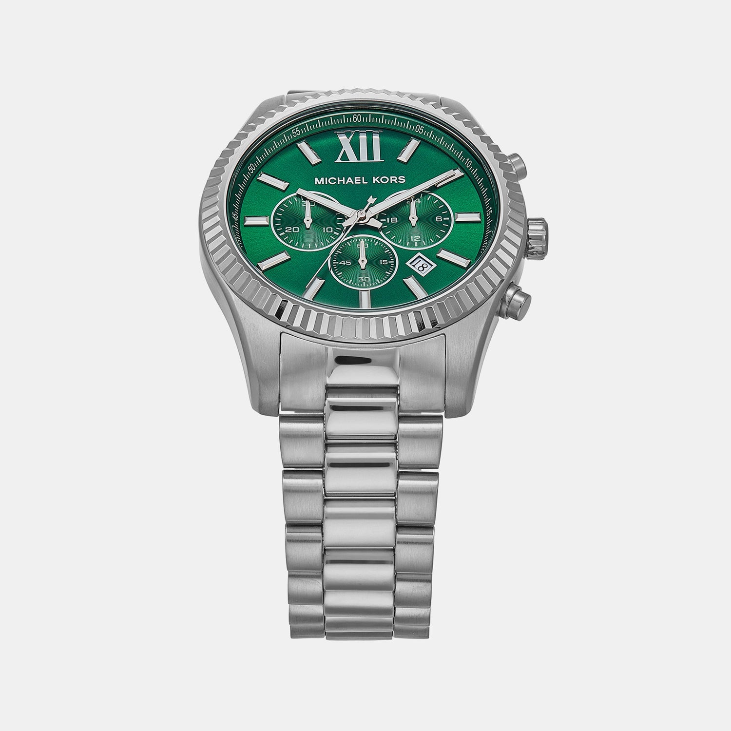 Michael Kors Lexington Men Quartz Green Dial Chronograph Stainless Steel Watch Mk9152
