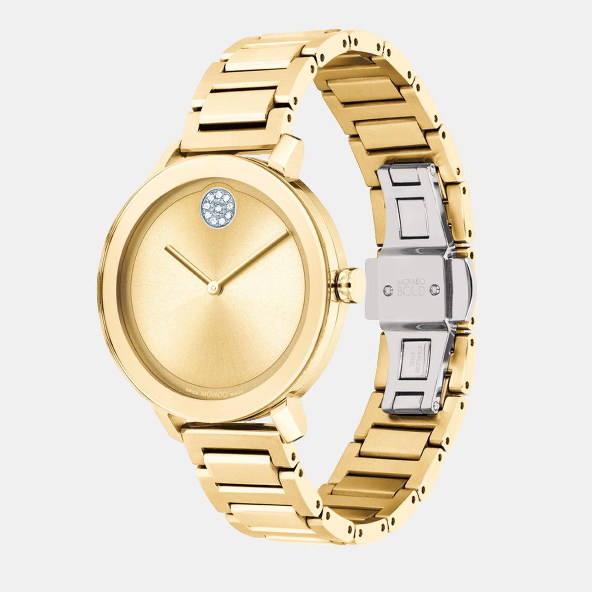 Movado Bold Evolution Women Quartz Gold Dial Analog Stainless Steel Watch 3600823