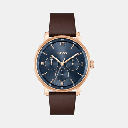 Boss Contender Men Quartz Blue Dial Multi-Function Leather Watch 1514126