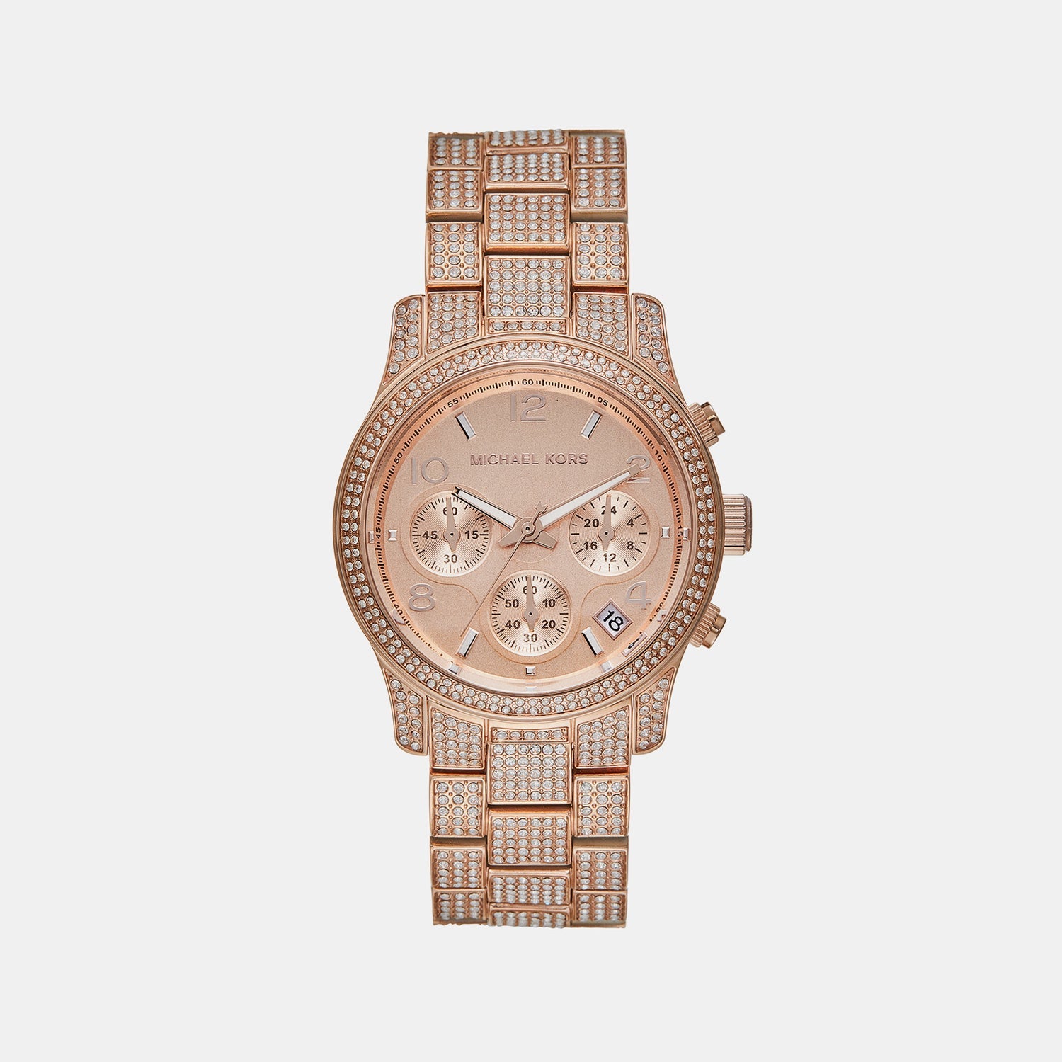 Michael Kors Runway Women Quartz Pink Dial Chronograph Stainless Steel Watch Mk7481