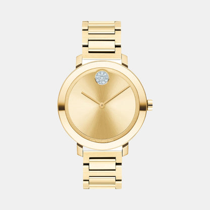 Movado Bold Evolution Women Quartz Gold Dial Analog Stainless Steel Watch 3600823