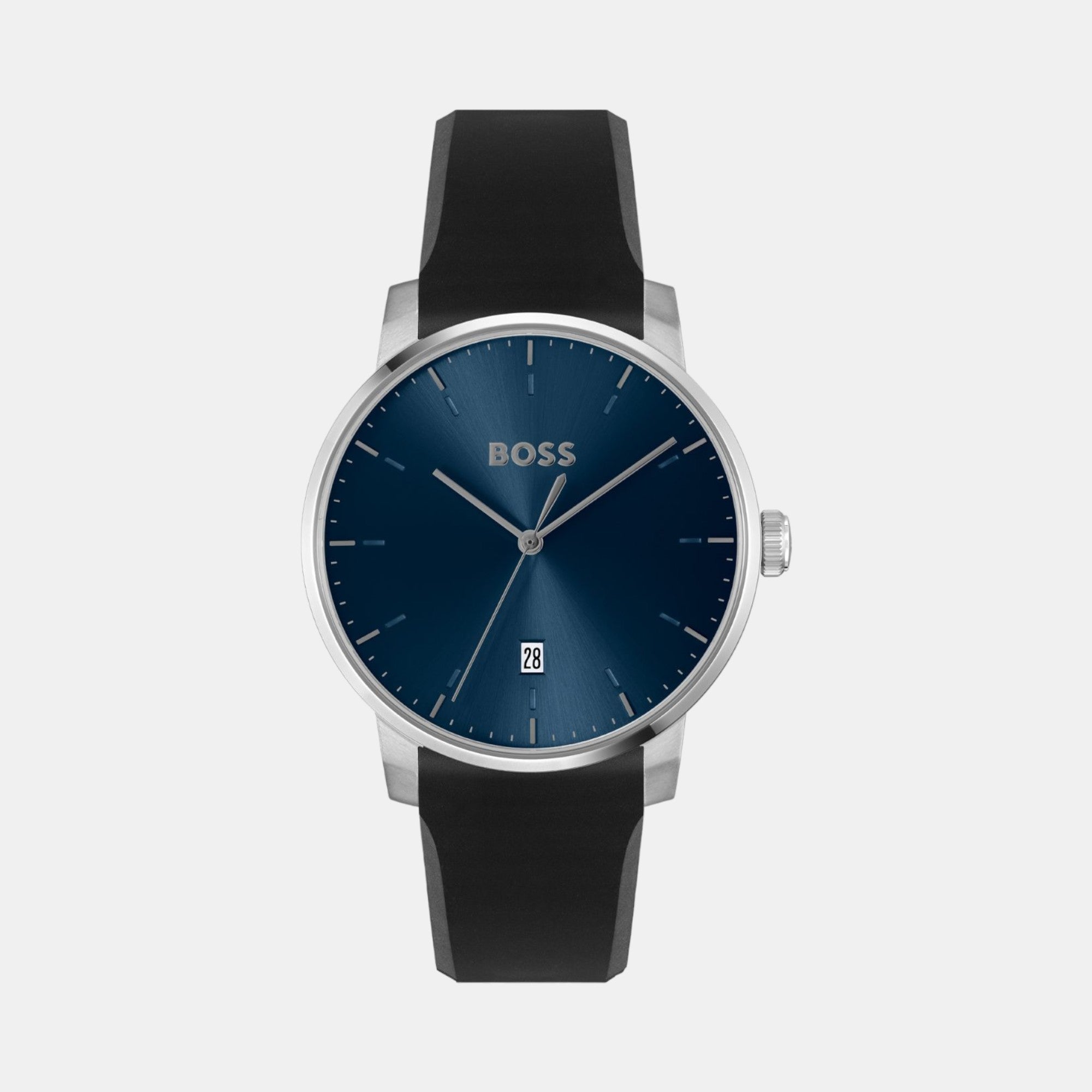 Boss Dean Men Quartz Blue Dial Analog Silicone Watch 1514131