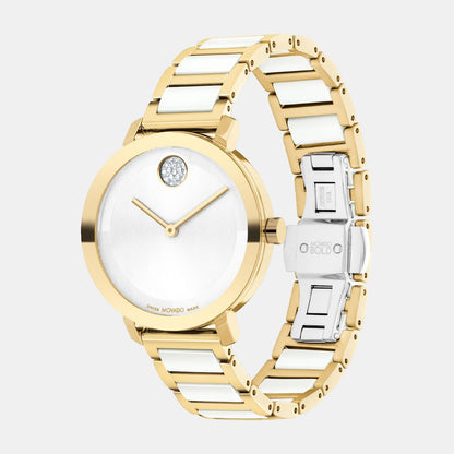 Movado Bold Evolution Women Quartz Silver Dial Analog Stainless Steel Watch 3601238
