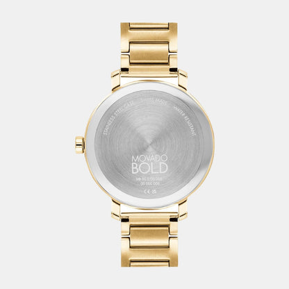 Movado Bold Evolution Women Quartz Gold Dial Analog Stainless Steel Watch 3600823