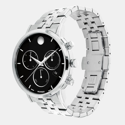 Movado Museum Classic Men Quartz Black Dial Chronograph Stainless Steel Watch 607776