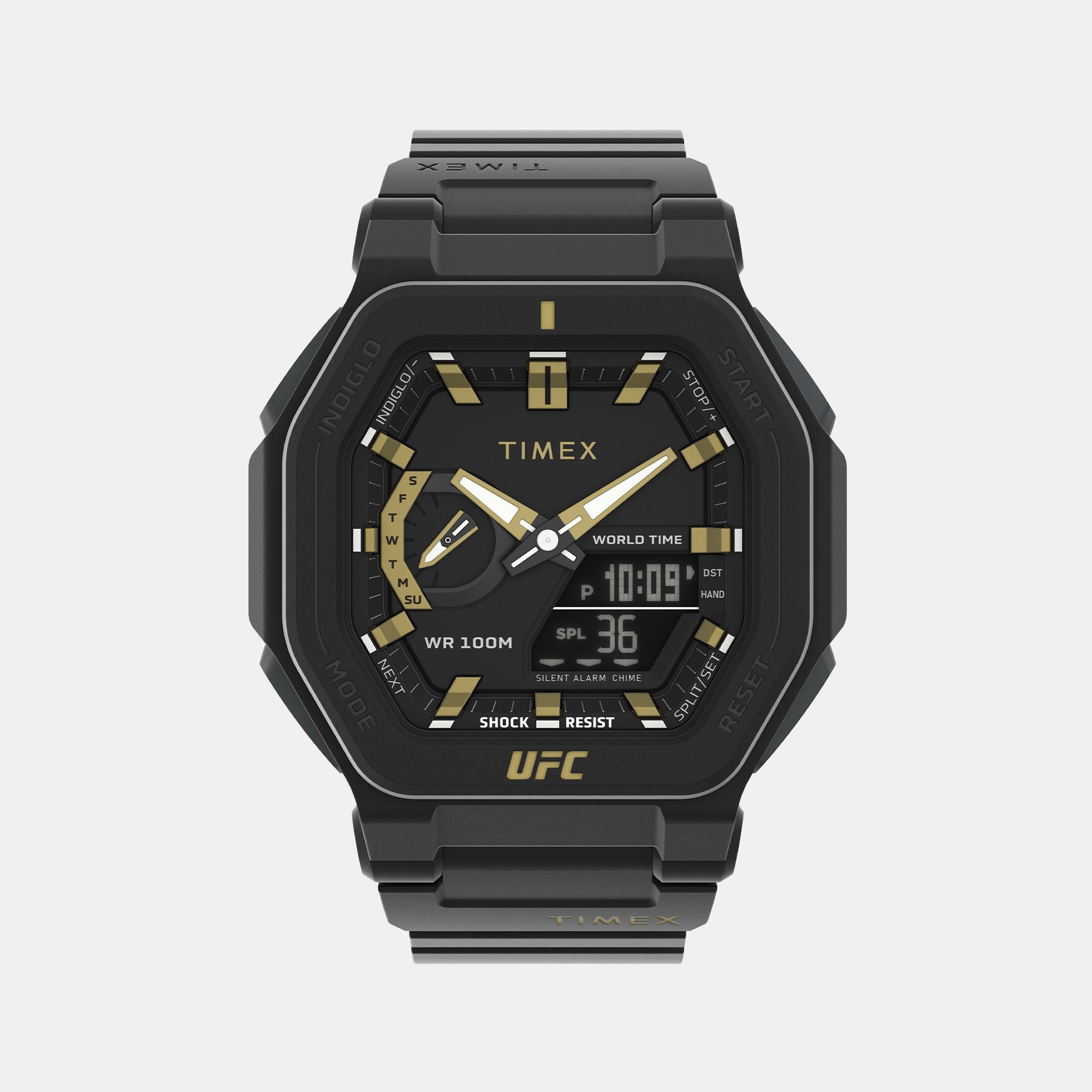 Timex Ufc Men Quartz Black Dial Analog Resin Watch Tw2V55300X6
