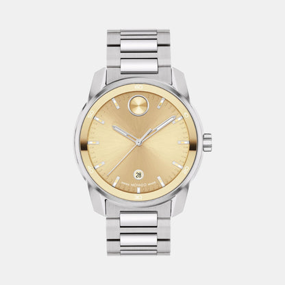 Movado Bold Verso Men Quartz Gold Dial Analog Stainless Steel Watch 3601203