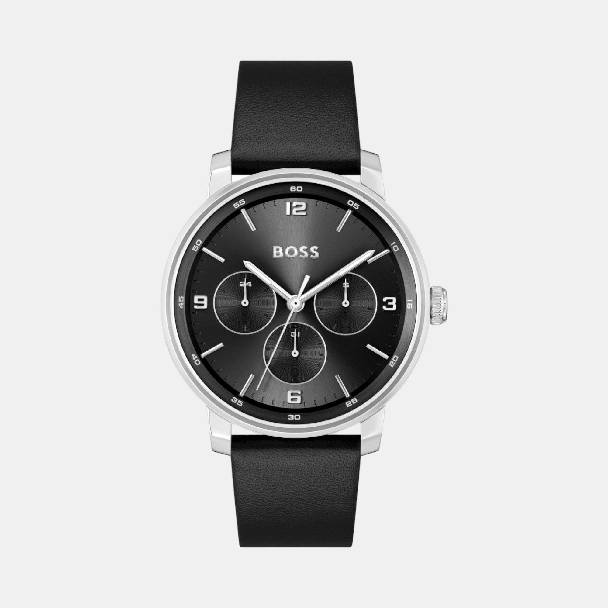 Boss Contender Men Quartz Black Dial Multi-Function Leather Watch 1514125