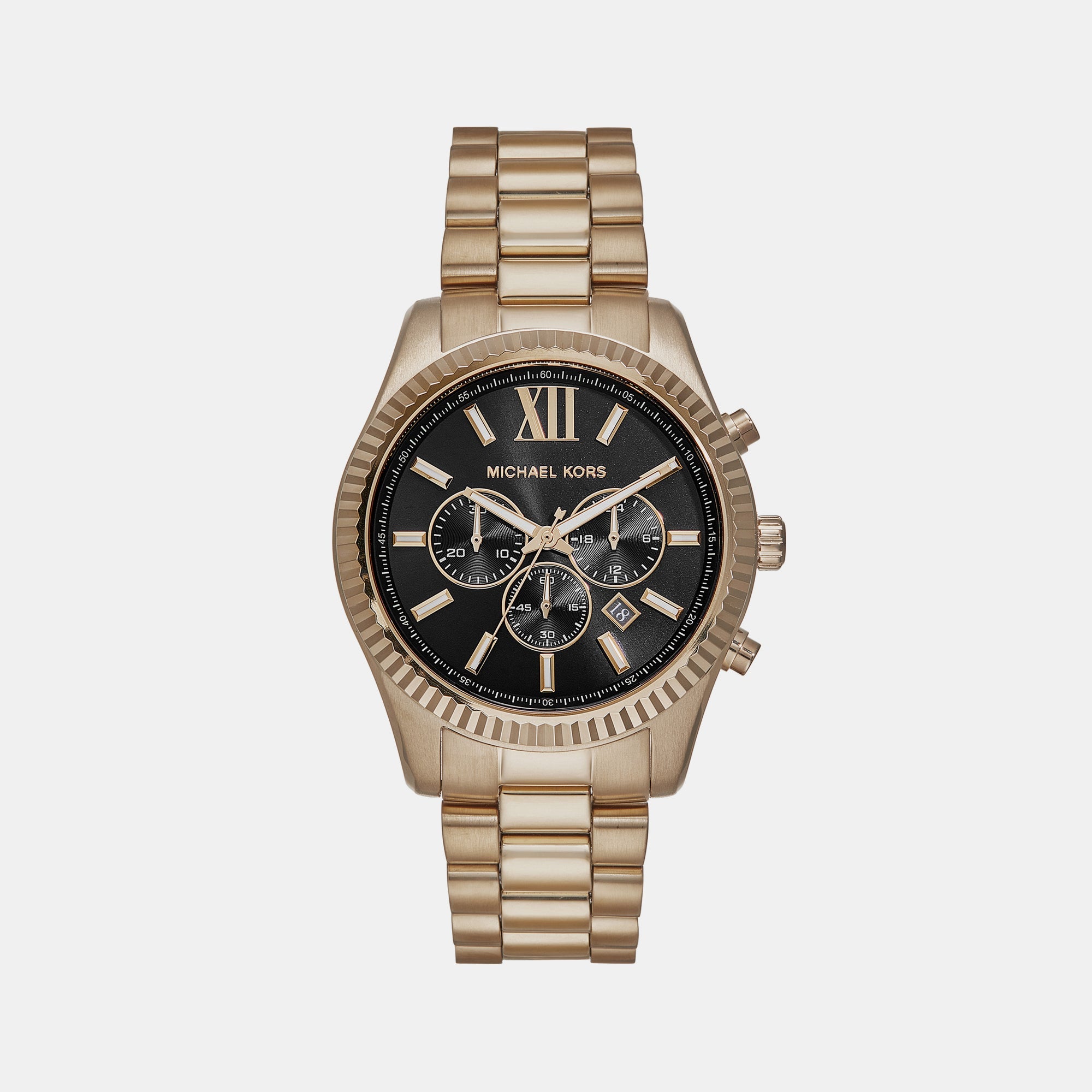 Michael Kors Lexington Men Quartz Black Dial Chronograph Stainless Steel Watch Mk9155