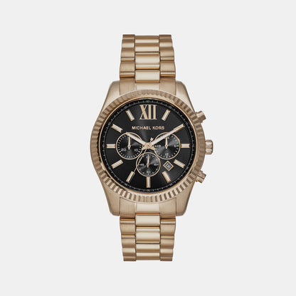 Michael Kors Lexington Men Quartz Black Dial Chronograph Stainless Steel Watch Mk9155