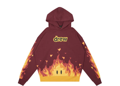 drew house fire hoodie burgundy