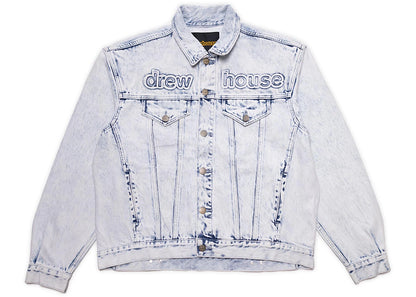 drew house oversized mascot trucker jacket painted indigo
