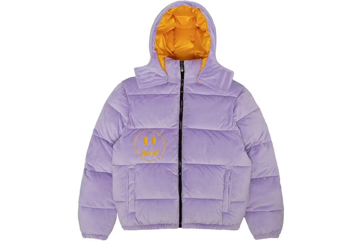 Drew House Plush Hooded Puffer Jacket Lavender