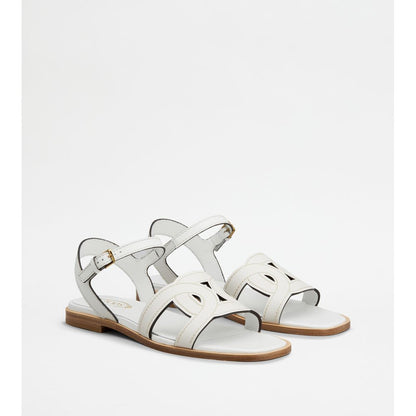 Tods Kate Sandals In Leather White Womens