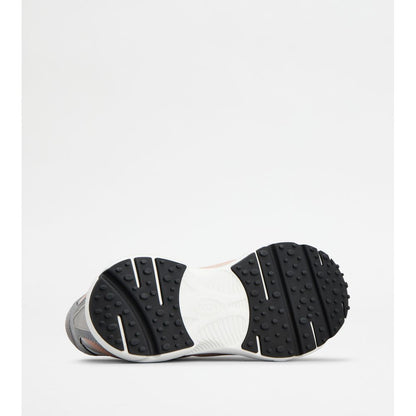 Tods Sneakers In Leather And Technical Fabric Grey Pink White Womens