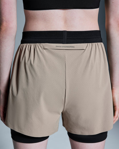 On 3" Performance 2/1 Shorts Cinder | Black (Women's)
