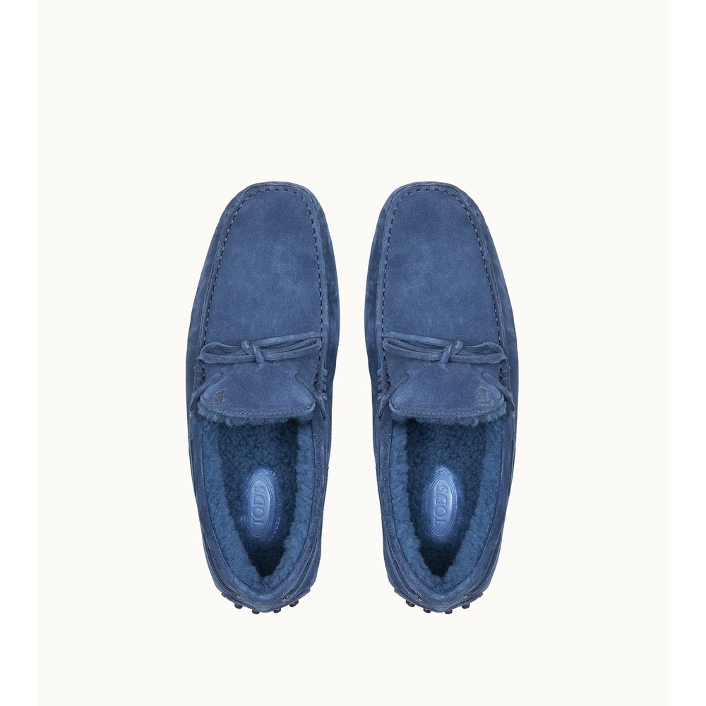 Tods Gommino Driving Shoes In Suede Blue Mens