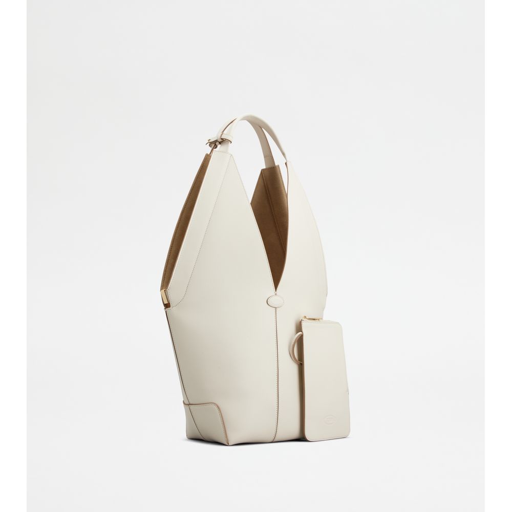 Tods Di Bag Folio Shoulder Bag In Leather Small White