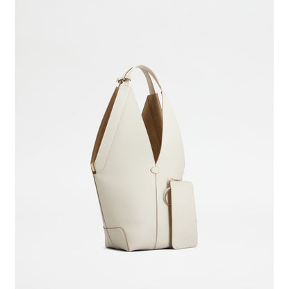 Tods Di Bag Folio Shoulder Bag In Leather Small White