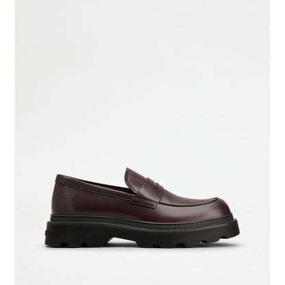 Tods Loafers In Leather Burgundy Mens