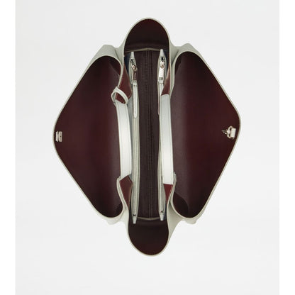 Tods Bag In Leather Medium White Burgundy