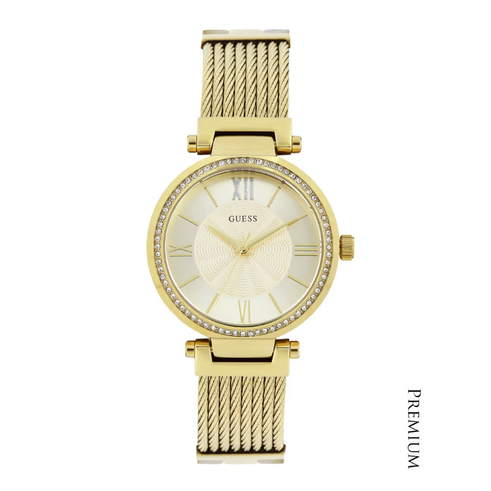 Guess Round Gold Dial Analog Watch