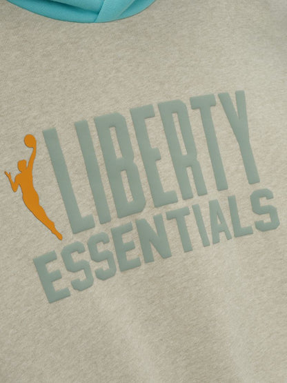 Essentials Womens Liberty Classic Hoodie Heather Stone/ Aqua Sea