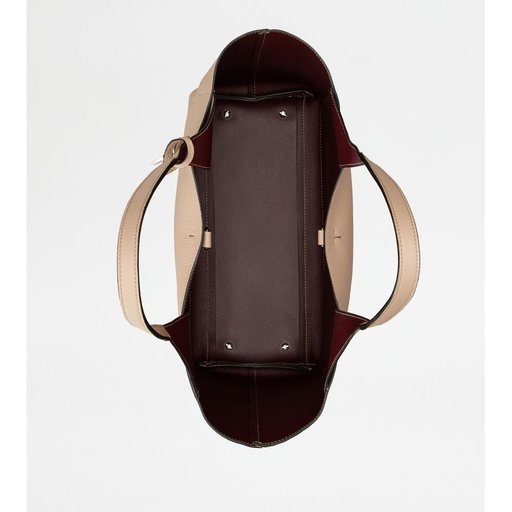 Tods Shopping Bag In Leather Medium Pink