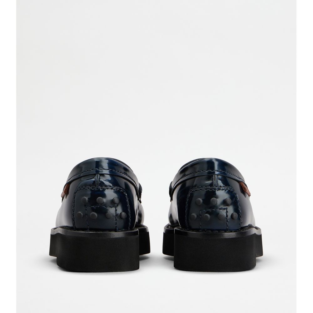 Tods Loafers In Leather Blue Womens