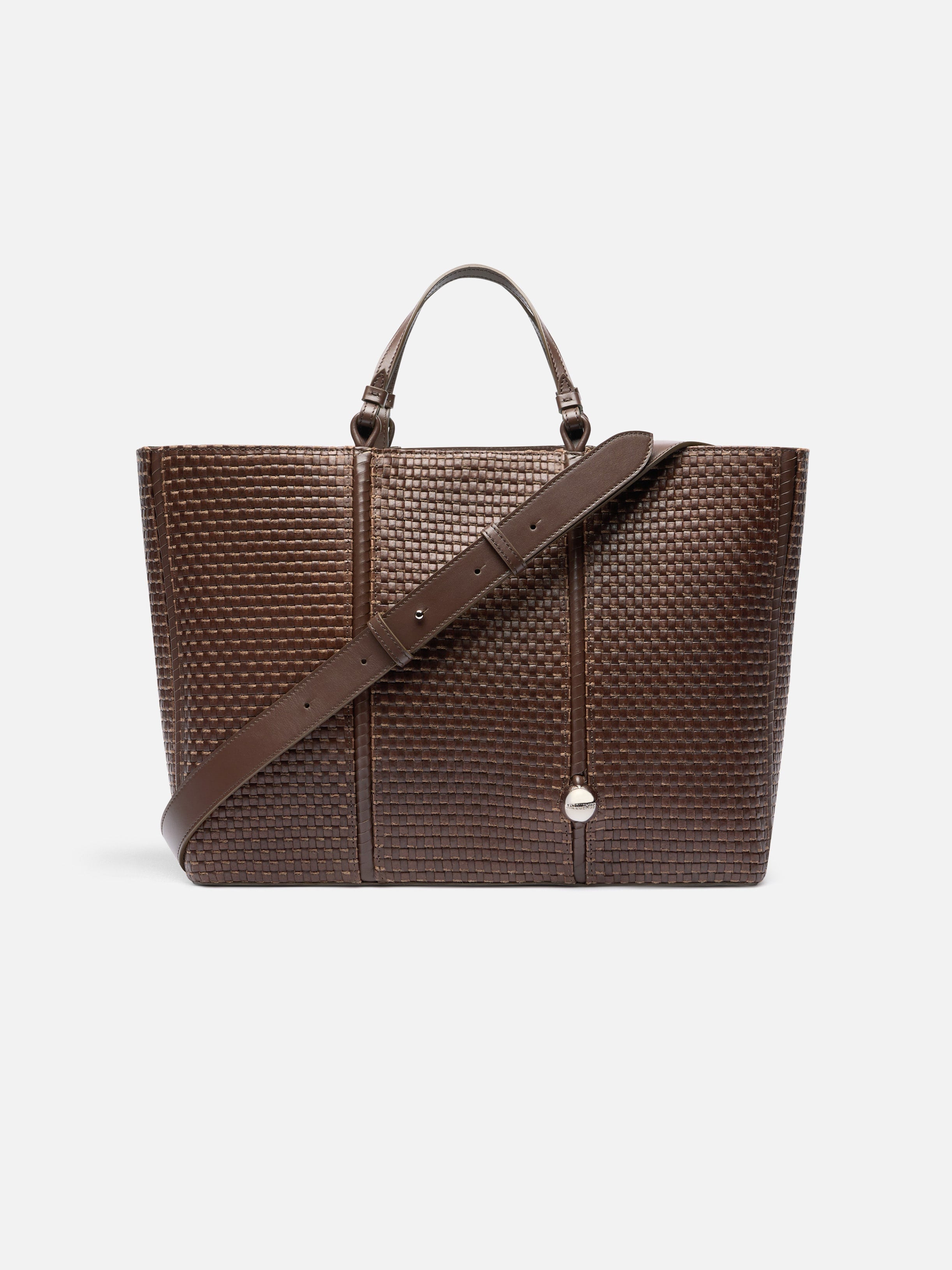 Jacquemus The Marino Horizontal Shopper Bag Soft Leather Tote Bag Dark Brown