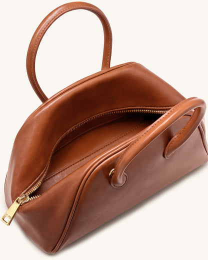 Jw Pei Veda Vintage Finish Bowler Bag Saddle Brown