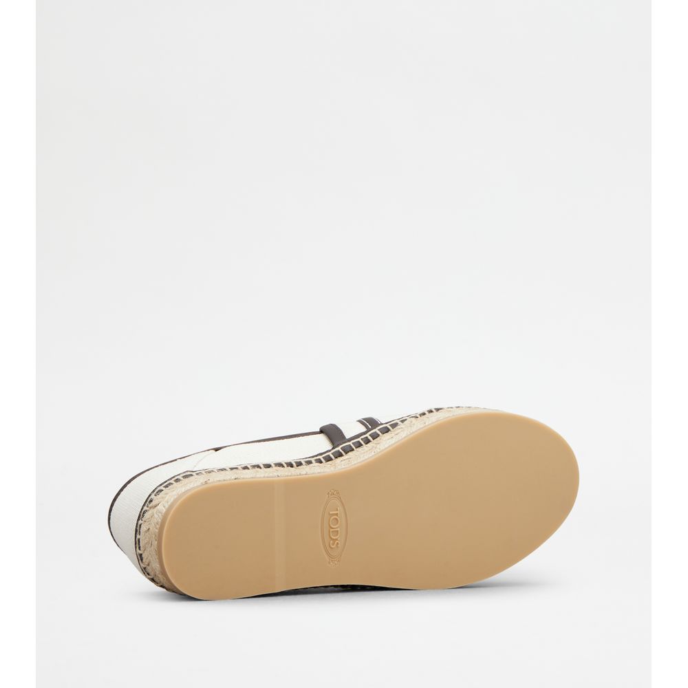 Tods Kate Espadrilles In Canvas And Leather Beige Black Womens