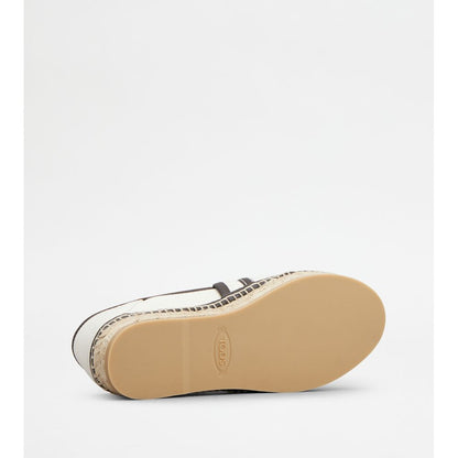 Tods Kate Espadrilles In Canvas And Leather Beige Black Womens