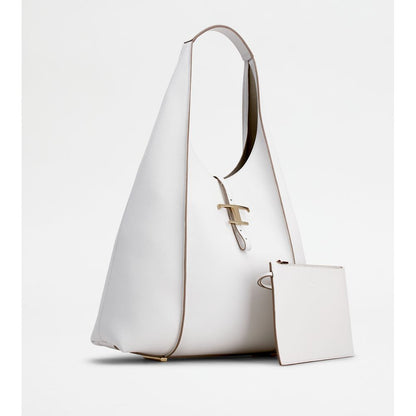 Tods T Timeless Hobo Bag In Leather Large White