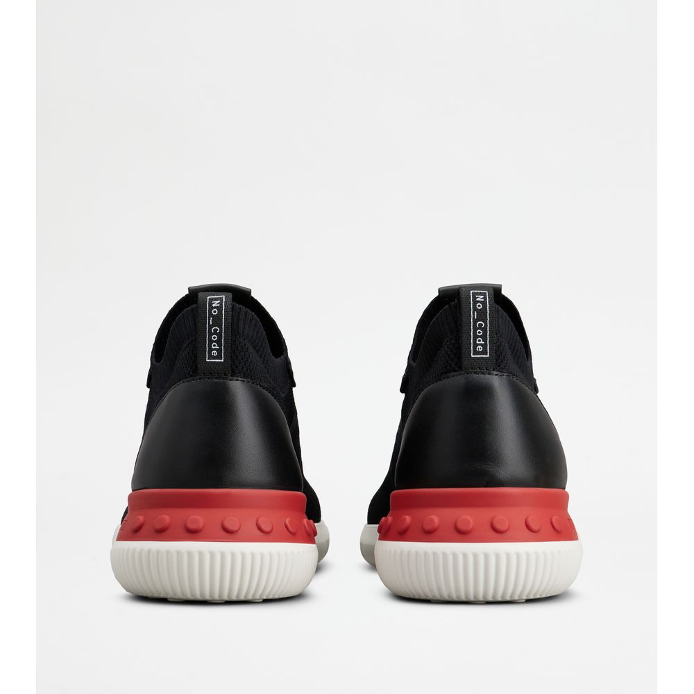 Tods No_Code Knit In Technical Fabric And Leather Black Red White Mens