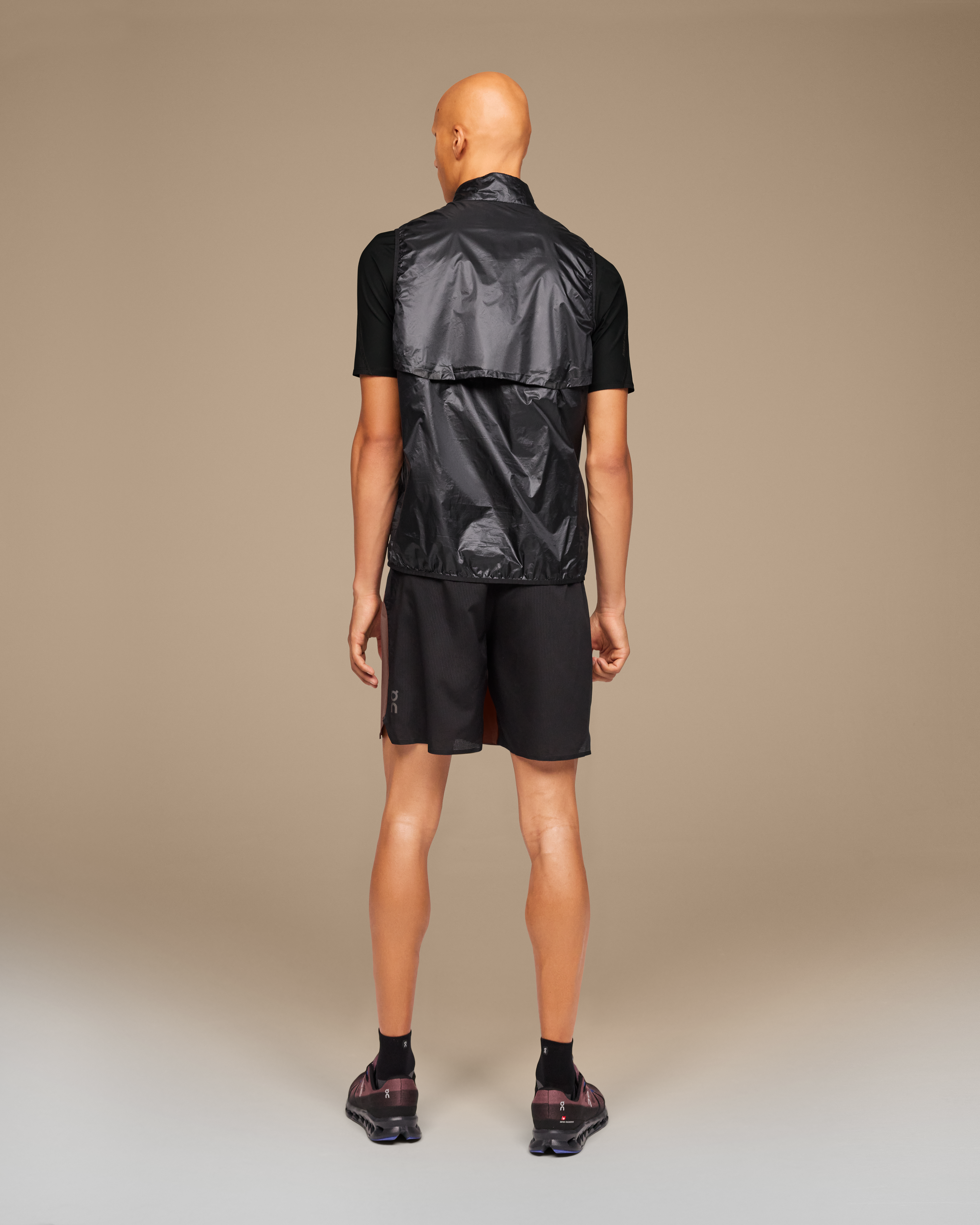 on weather vest Black