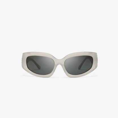 Tory Burch Eleanor Broken Logo Sunglasses PEARLIZED GREY/DARK GREY