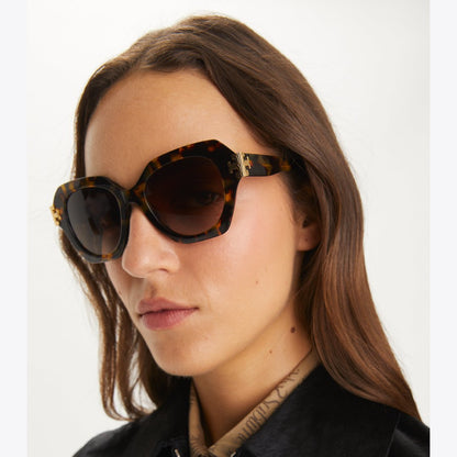 Tory Burch Eleanor Cat-Eye Sunglasses BLACK/DARK GREY
