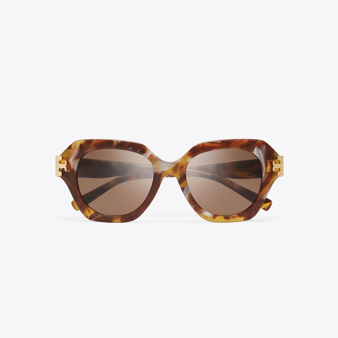 Tory Burch Eleanor Cat-Eye Sunglasses BROWN MARBLE TORTOISE/BROWN