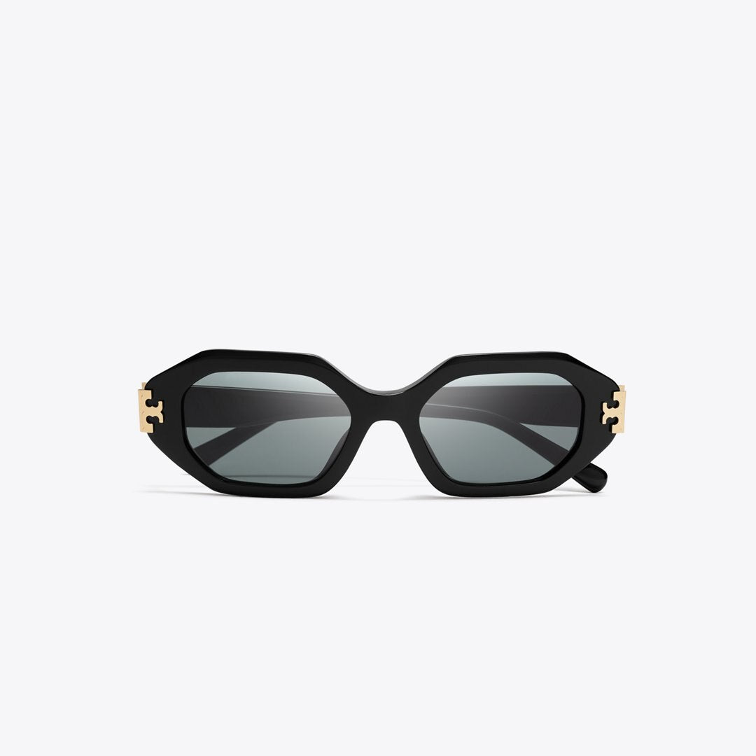 Tory Burch Eleanor Geometric Sunglasses BLACK/DARK GRAY