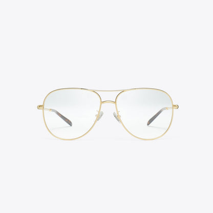 Tory Burch Eleanor Metal Pilot Eyeglasses YELLOW GOLD