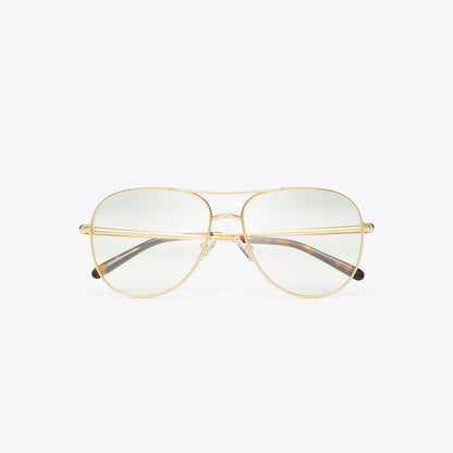 Tory Burch Eleanor Metal Pilot Eyeglasses YELLOW GOLD