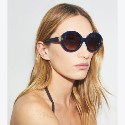 Tory Burch Eleanor Oval Sunglasses JADE SPOTTED/BROWN