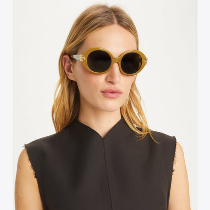 Tory Burch Eleanor Oval Sunglasses NAVY/BROWN GRADIENT