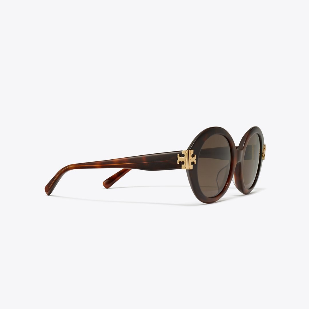 Tory Burch Eleanor Oval Sunglasses GRADIENT TORTOISE/DARK BROWN