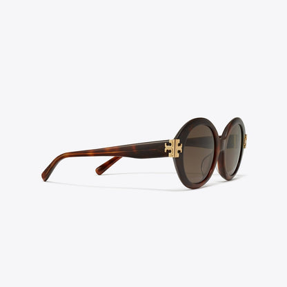 Tory Burch Eleanor Oval Sunglasses GRADIENT TORTOISE/DARK BROWN