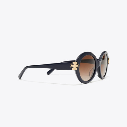 Tory Burch Eleanor Oval Sunglasses NAVY/BROWN GRADIENT